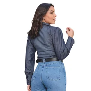 Moda feminina: Camisa social jeans - M