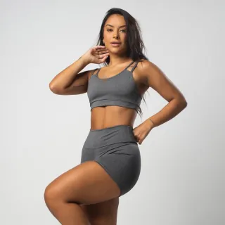 Fitness Básico Conjunto Alcinha Top e Shortinho - MESCLA