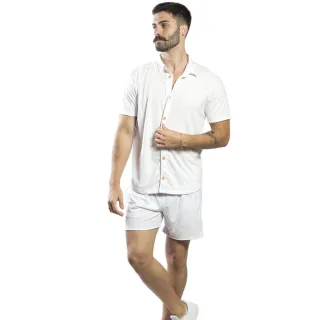 Homem Moderno Kit Shorts + Camisa em Malha Sustentável - Bordô