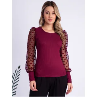 Moda Gringa: Blusa Manga Longa Princesa Bufante Malha Canelada - Verde Militar