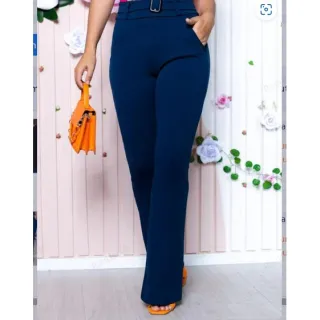 Malha Crepe Calça Social Flare Cintura Alta - Vinho