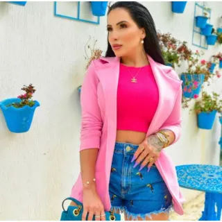 Neoprene Blazer Feminino Terninho Alongado - Lilás