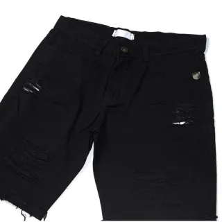 Bermudas jeans Rasgadas Premium - Kit com 2 unidades - Preto/branco
