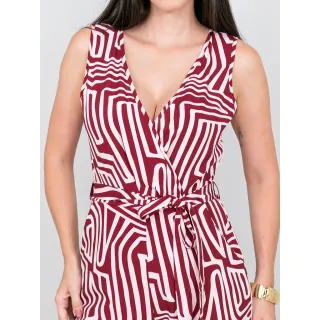 Decote geométrico em macacão com formas - Azul Marinho