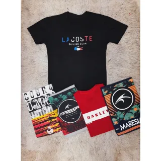 Camisetas masculinas fio 30.1 em kit com 3 unidades - Variadas