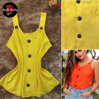 Blusa Estampada Feminina Alça Grossa - Modelo Verão - Vermelho Coral (Lisa)