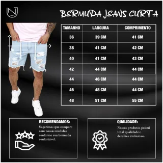 SUPER BARATA Bermuda Jeans Masculina Curta Rasgada - CLARA CUR