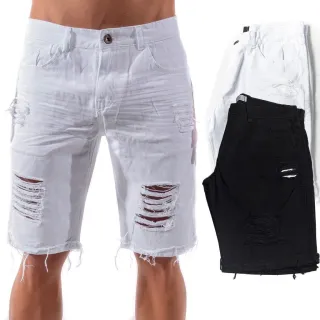 Promoção Bermuda Jeans Masculina Rasgada Lisa - Enviamos hoje - Jeans Liso Claro