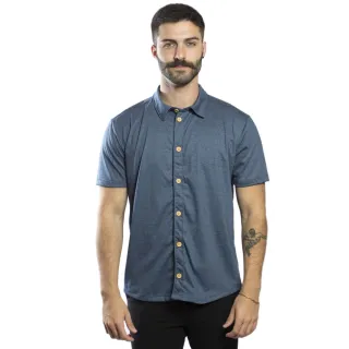 Camisa Manga Curta Slim Masculina Estonada - Homem Moderno Sustentável