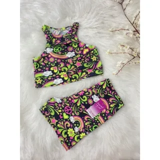 Top fitness sem bojo e conjunto short/bolso - Raryel - onça verde escuro