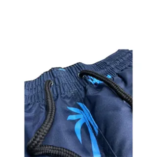 Moda Praia Tactel Masculino com Bolsos - Estampas Variadas - Preto Coqueiro