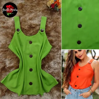 Blusa Estampada Feminina Alça Grossa - Modelo Verão - Vermelho Coral (Lisa)