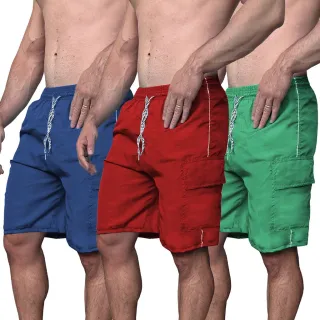 Kit Masculino 3 Bermudas Tactel Cargo Academia Corrida Musculação - Variadas