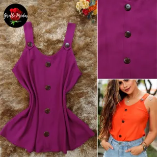 Blusa Estampada Feminina Alça Grossa - Modelo Verão - Vermelho Coral (Lisa)