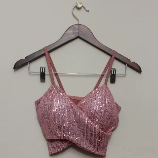 Bojo feminino paetê alcinha cropped com - Vermelho