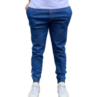 Calça Masculina Camuflada Jeans Jogger Cinza com Punho Elástico - Jogger Verde