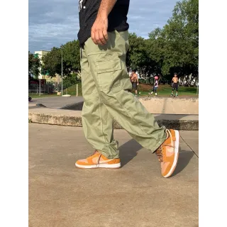 Calça Cargo Unissex Tecido Leve 5 Bolso - Promoção - MARROM LINHA BRANCA