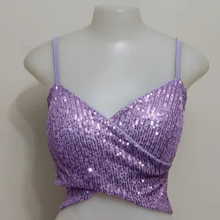 Bojo feminino paetê alcinha cropped com - Vermelho