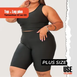 Conjunto Fitness Plus Size Top Nadador Bermuda Suplex de Alta Qualidade - Cinza