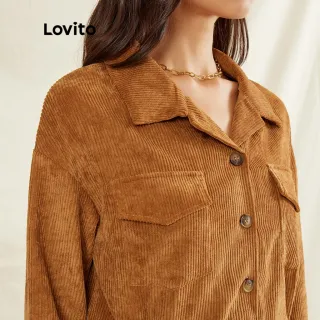 Jaqueta de Veludo Elegante com Bolso Texturizado - Lovito (Marrom) - Marrom