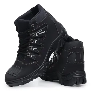 Cano Médio Tático Bota Coturno Masculino Motociclista Militar - CAFE