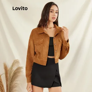 Jaqueta de Veludo Elegante com Bolso Texturizado - Lovito (Marrom)