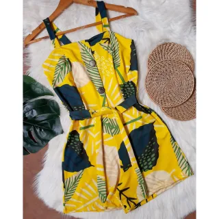 Lindo Macaquinho PLUS SIZE Kioto Deluxe (36 ao 52) - Promoção! - Verde estampado