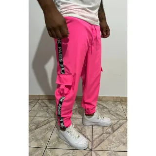 Calça Tik Tok Unisex Cargo Jogger Tactel com Bolsos Laterais - Laranja