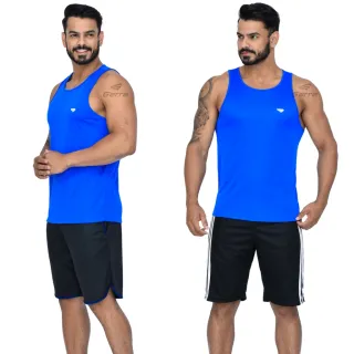 Camiseta Fitness Regata Masculina Dry Fit Long Premium para Treino e Academia - Azul Marinho