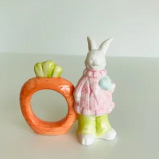 Coelho colorido porta guardanapo de cerâmica - Único