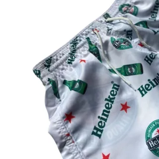 Moda Praia Tactel Masculino com Bolsos - Estampas Variadas - Preto Coqueiro