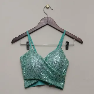 Bojo feminino paetê alcinha cropped com - Vermelho