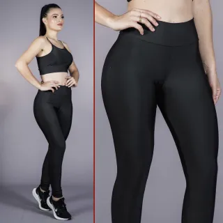 Leggings Fitness Femininas Kit com 02 Calças Lisas - Promoção - 1 PRETA + 1 CINZA