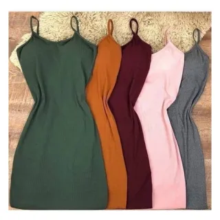 Vestido Alcinha Canelado Feminino com Bojo - Preto