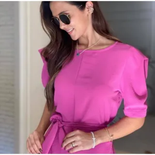 Macacão Manga Bufante Princesa M G GG | Tecido Duna VM16 - Vermelho