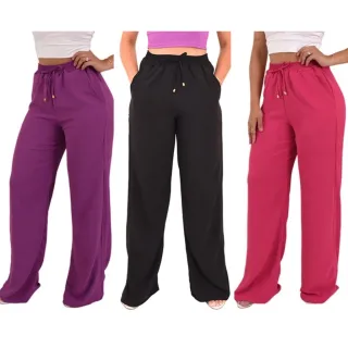 Moda Feminina: Calça Pantalona Cintura Alta - Envio Imediato
