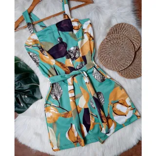 Lindo Macaquinho PLUS SIZE Kioto Deluxe (36 ao 52) - Promoção! - Verde estampado