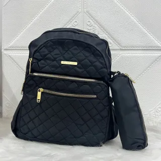 Mochila de Alumínio Feminina com Grande Capacidade - Textura Bordada Delicada - bege1978 com estojo