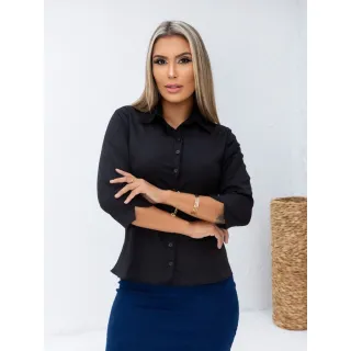 Blusa Feminina Social Slim Meia Manga Branca | Moda Evangélica - Branco