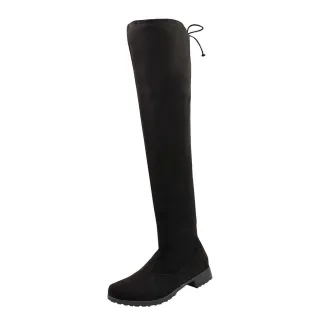 Bico Redondo Baixo Salto Over The Knee Prelice Feminina Bota - Preto
