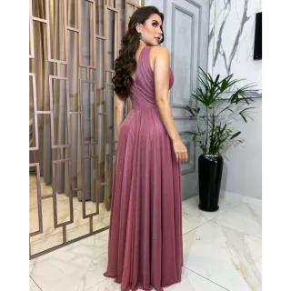 Festa com brilho Vestido Longo Livia - Marsala