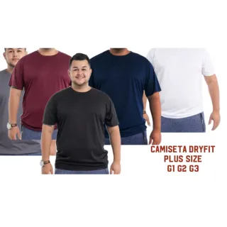Camiseta Masculina Dry Fit Plus Size - Kit 3 peças - Branco