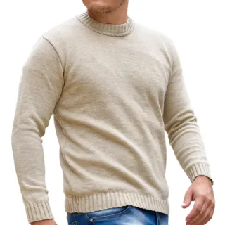 Envio Imediato Suéter Masculino Tricô Blusa De Frio Gola Redonda Malha Grossa - Marinho