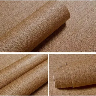 Decoração Papel Adesivo Linho 3D 10 metros x 45 cm - Linho Marrom Claro
