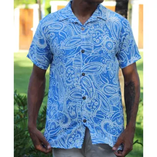 Camisa Estampada Manga Curta Masculina - Modelagem Slim - M