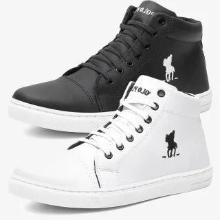 Confortável Tênis Masculino Polo Plus Cano Alto - Kit 2 Pares - 05 Azul + 05 Marrom