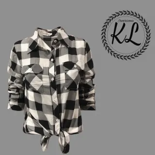 Aproveite a Queima de Estoque: Camisas Flaneladas Xadrez Femininas - VERME/PTO