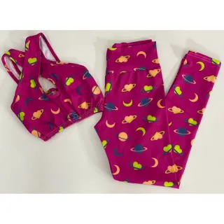 Conjunto de treino suplex feminino transpassado, calça legging e top cropped - Preto