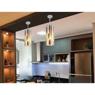 Pendente Lustre Luminária Zibra Taschibra em prata com vidro trabalhado para 1 lâmpada - Único