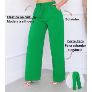 Moda 2023: Calça Pantalona Duna com Elastex na Cintura - Verao - Azul Royal